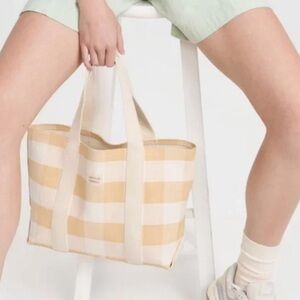 Loeffler Randall Beige and White Checkered Tote